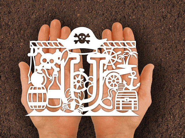 Cute Pirate Alphabets Paper cut SVG Johan Ru designs 
