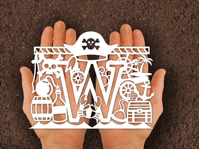 Cute Pirate Alphabets Paper cut SVG Johan Ru designs 