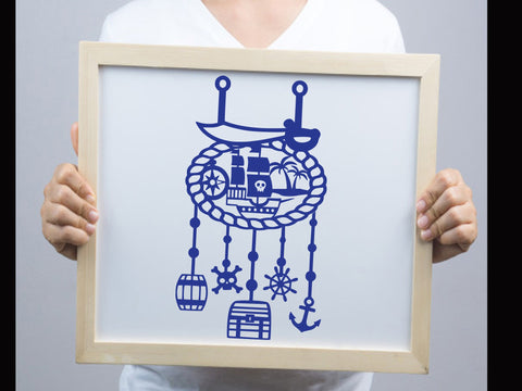 Cute Pirate Baby Hang Paper cut SVG Johan Ru designs 