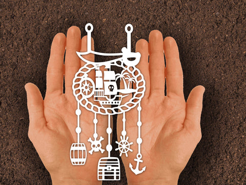 Cute Pirate Baby Hang Paper cut SVG Johan Ru designs 