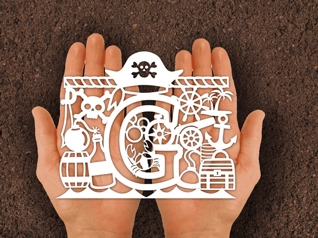 Cute Pirate Birthday Paper cut SVG Johan Ru designs 