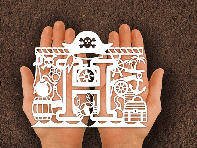 Cute Pirate Birthday Paper cut SVG Johan Ru designs 