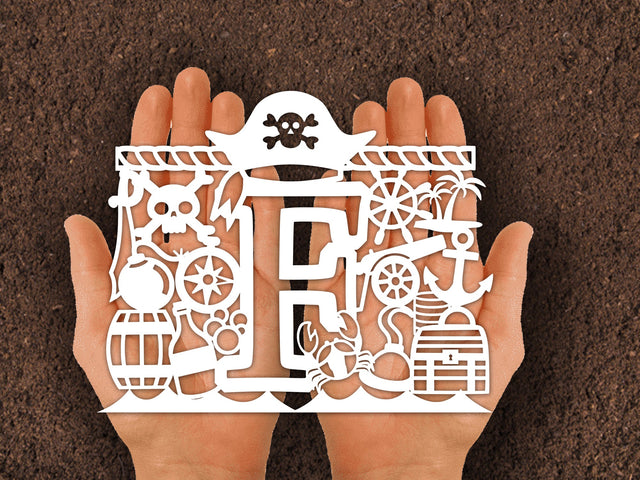 Cute Pirate Birthday Paper cut SVG Johan Ru designs 