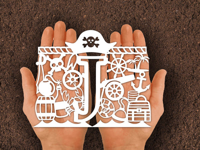 Cute Pirate Birthday Paper cut SVG Johan Ru designs 