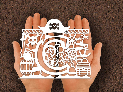 Cute Pirate Birthday Paper cut SVG Johan Ru designs 