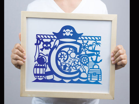 Cute Pirate Birthday Paper cut SVG Johan Ru designs 
