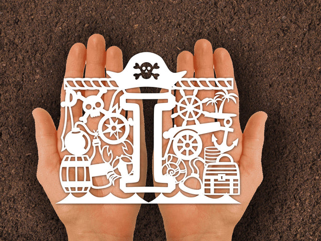 Cute Pirate Birthday Paper cut SVG Johan Ru designs 