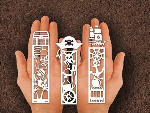 Cute Pirate Bookmark Paper cut SVG Johan Ru designs 