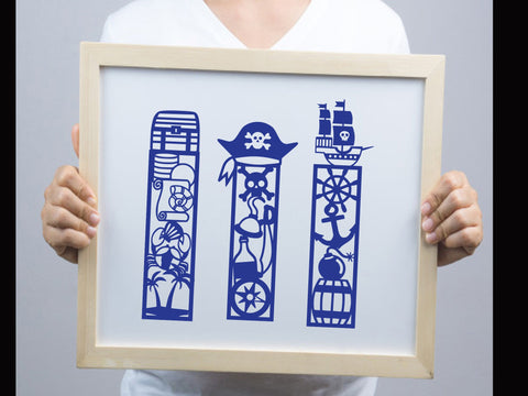 Cute Pirate Bookmark Paper cut SVG Johan Ru designs 