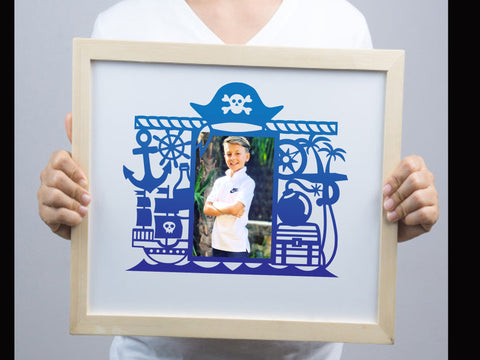 Cute Pirate Photo frame Paper cut SVG Johan Ru designs 