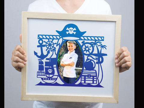 Cute Pirate Photo frame Paper cut SVG Johan Ru designs 