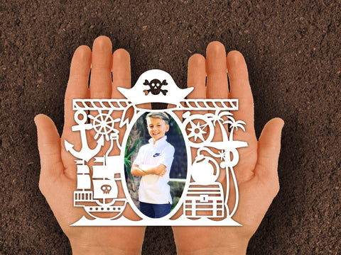 Cute Pirate Photo frame Paper cut SVG Johan Ru designs 