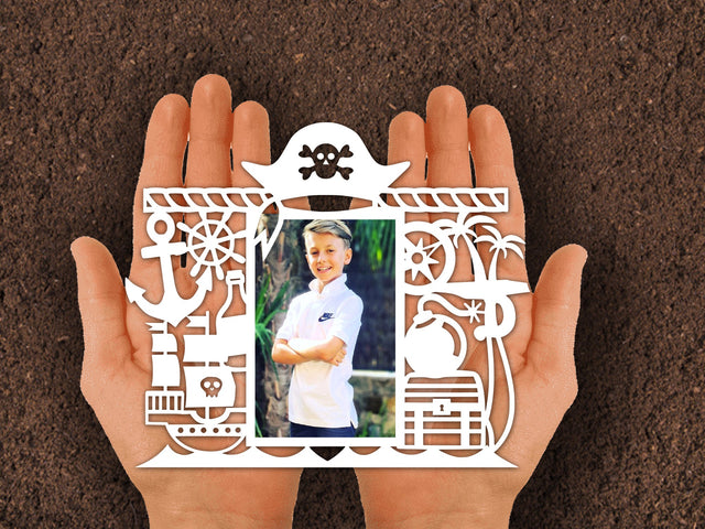 Cute Pirate Photo frame Paper cut SVG Johan Ru designs 