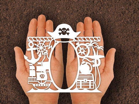 Cute Pirate Photo frame Paper cut SVG Johan Ru designs 