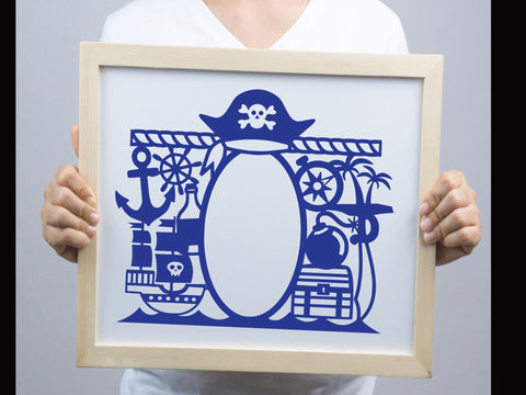Cute Pirate Photo frame Paper cut SVG Johan Ru designs 