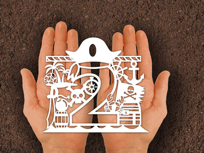 Cute Pirate Two number Paper cut SVG Johan Ru designs 