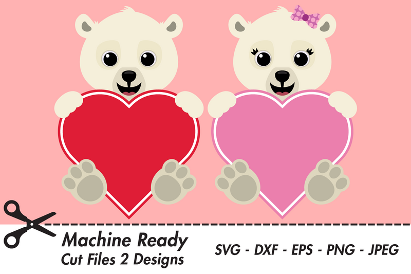 Cute Polar Bear Valentine Hearts | Valentines SVG SVG Captain Creative 