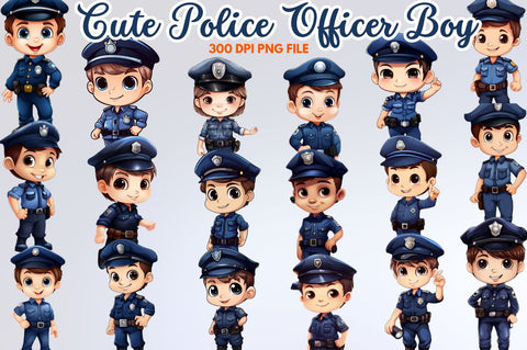 Cute Police Officer Boy Bundle Sublimation Regulrcrative 