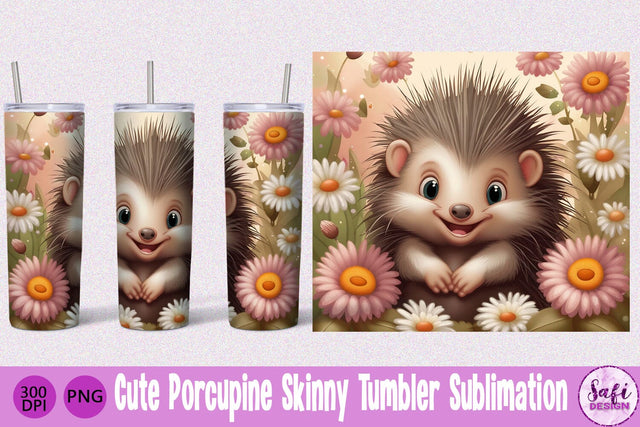 Cute Porcupine Skinny Tumbler Sublimation Sublimation Safi Design 