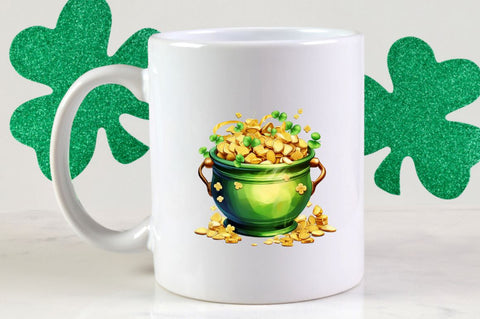 Cute Pot of Gold St Patricks Day Clipart Bundle Sublimation Regulrcrative 