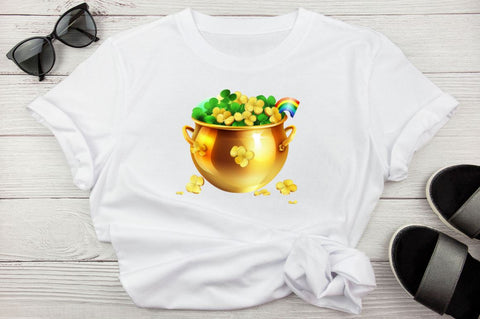 Cute Pot of Gold St Patricks Day Clipart Bundle Sublimation Regulrcrative 
