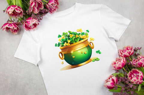 Cute Pot of Gold St Patricks Day Clipart Bundle Sublimation Regulrcrative 