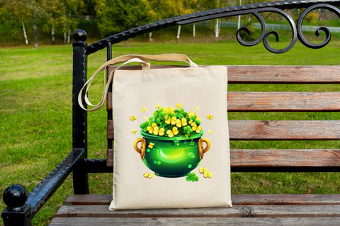 Cute Pot of Gold St Patricks Day Clipart Bundle Sublimation Regulrcrative 