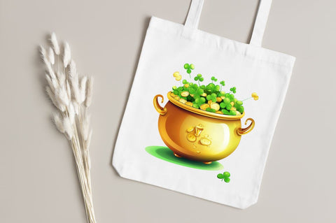Cute Pot of Gold St Patricks Day Clipart Bundle Sublimation Regulrcrative 