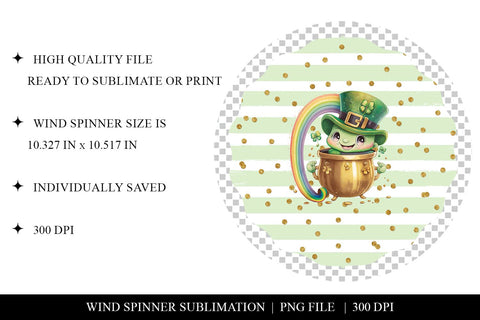 Cute Pot of Gold St Patrick's Day Wind Spinner Sublimation Sublimation BijouBay 