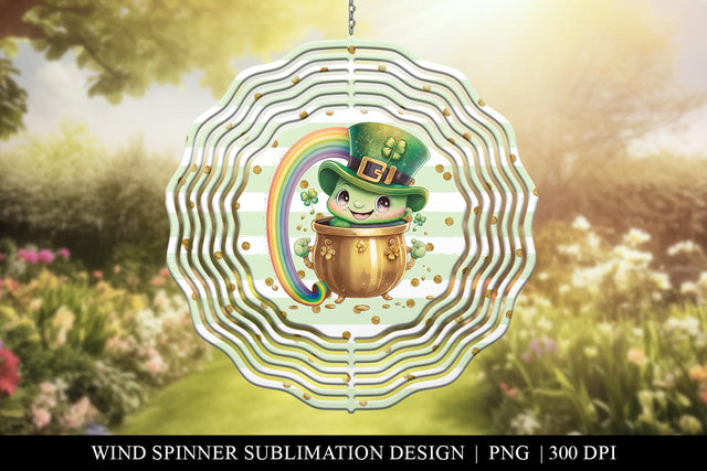 Cute Pot of Gold St Patrick's Day Wind Spinner Sublimation Sublimation BijouBay 
