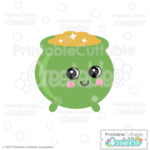 Cute Pot of Gold SVG Printable Cuttable Creatables 