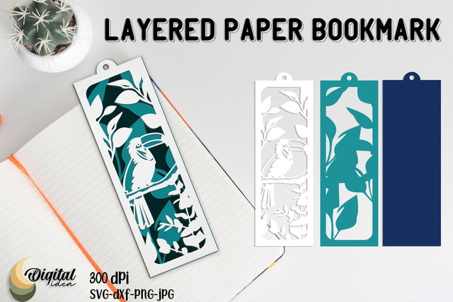 Cute Printable Bookmark Paper Cut. Layered Paper Bookmark 3D Paper Evgenyia Guschina 