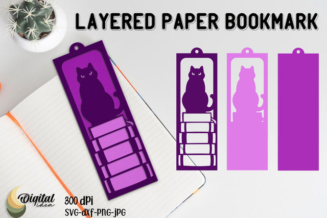 Cute Printable Bookmark Paper Cut. Layered Paper Bookmark SVG Evgenyia Guschina 