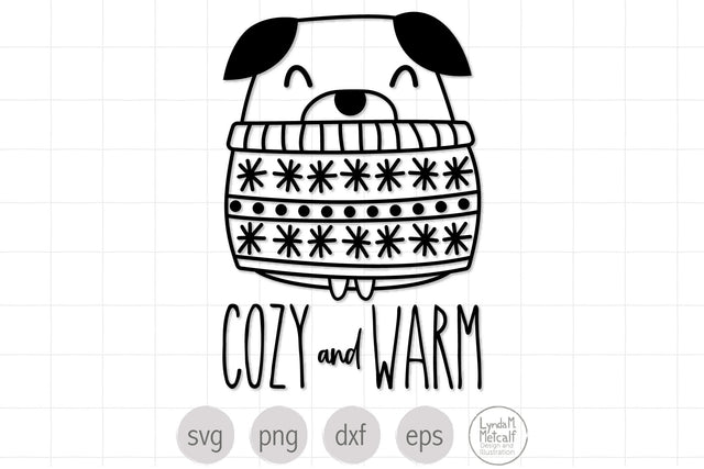 Cute Pug SVG for Christmas, Dog SVG for Winter, Dog in Sweater SVG SVG Lynda M Metcalf 