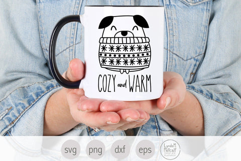 Cute Pug SVG for Christmas, Dog SVG for Winter, Dog in Sweater SVG SVG Lynda M Metcalf 