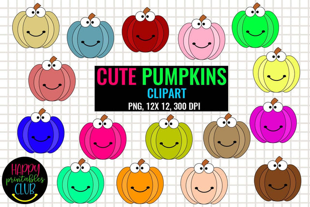Cute Pumpkins Clipart- Halloween Pumpkins Clipart Graphics SVG Happy Printables Club 