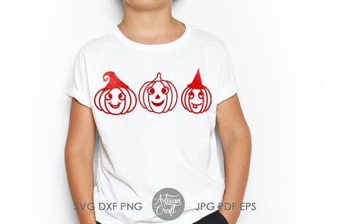 Cute pumpkins with hats for Halloween SVG Artisan Craft SVG 