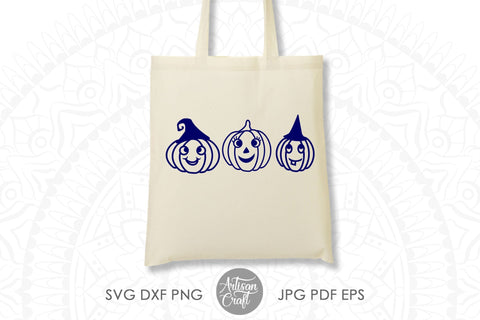 Cute pumpkins with hats for Halloween SVG Artisan Craft SVG 