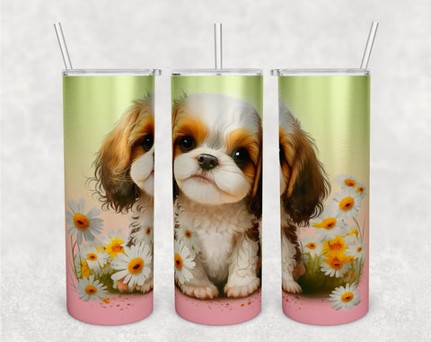 Cute Puppy Tumbler Wraps Bundle, 20 Oz Skinny Tumbler Puppy Sublimation Designs, Seamless Dog PNG, 5 Designs Sublimation HappyDesignStudio 