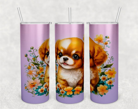 Cute Puppy Tumbler Wraps Bundle, 20 Oz Skinny Tumbler Puppy Sublimation Designs, Seamless Dog PNG, 5 Designs Sublimation HappyDesignStudio 