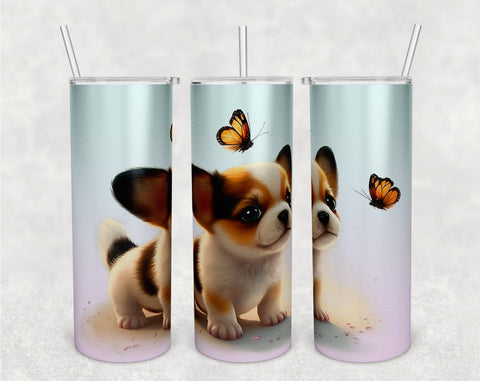 Cute Puppy Tumbler Wraps Bundle, 20 Oz Skinny Tumbler Puppy Sublimation Designs, Seamless Dog PNG, 5 Designs Sublimation HappyDesignStudio 