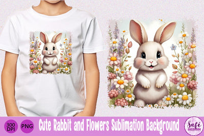 Cute Rabbit and Flowers Sublimation Background Sublimation Safi Design 