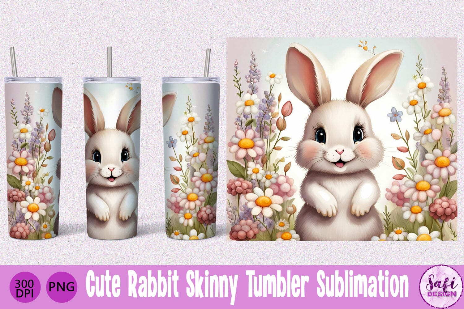 Easter Tumbler PNG Sublimation, Bunny Tumbler Png - So Fontsy