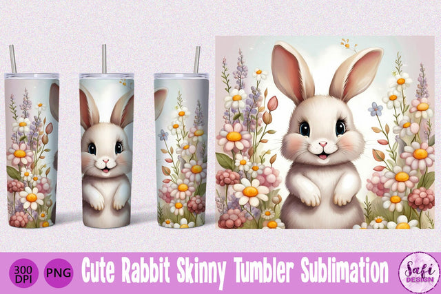 Cute Rabbit Skinny Tumbler Sublimation File Sublimation Safi Design 