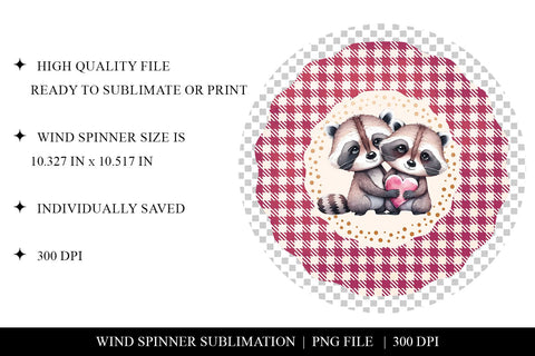 Cute Raccoons Wind Spinner PNG - Print or Sublimation Design Sublimation BijouBay 