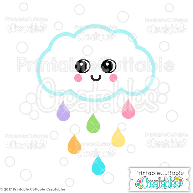 Cute Rain Cloud SVG Printable Cuttable Creatables 