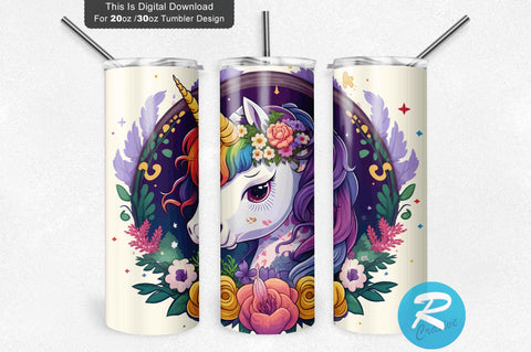 Cute Rainbow Adorable Pony 20 oz / 30 oz Tumbler PNG Sublimation Regulrcrative 