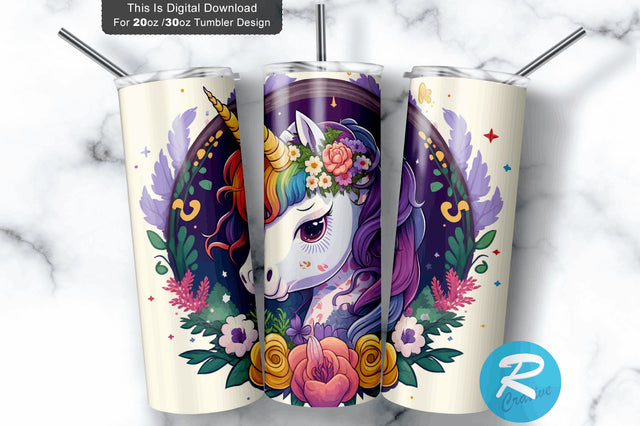 Cute Rainbow Adorable Pony 20 oz / 30 oz Tumbler PNG Sublimation Regulrcrative 