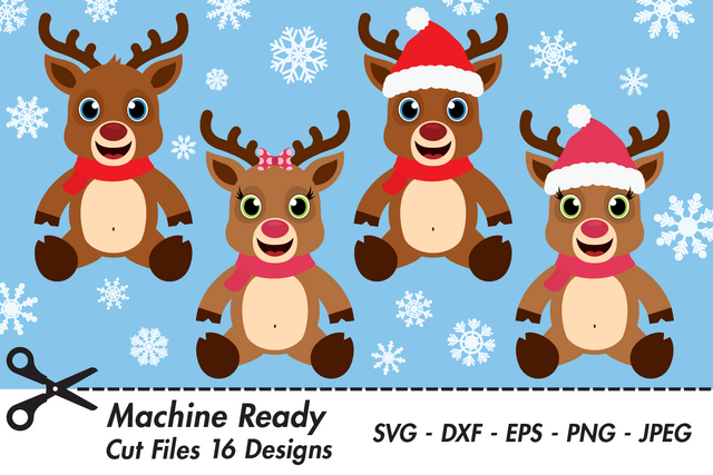 Cute Reindeer And Snowflake Bundle | Woodland Winter SVG SVG Captain Creative 