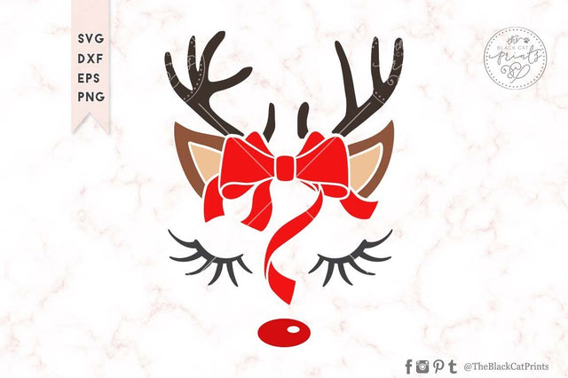 Cute Reindeer face cut file SVG TheBlackCatPrints 